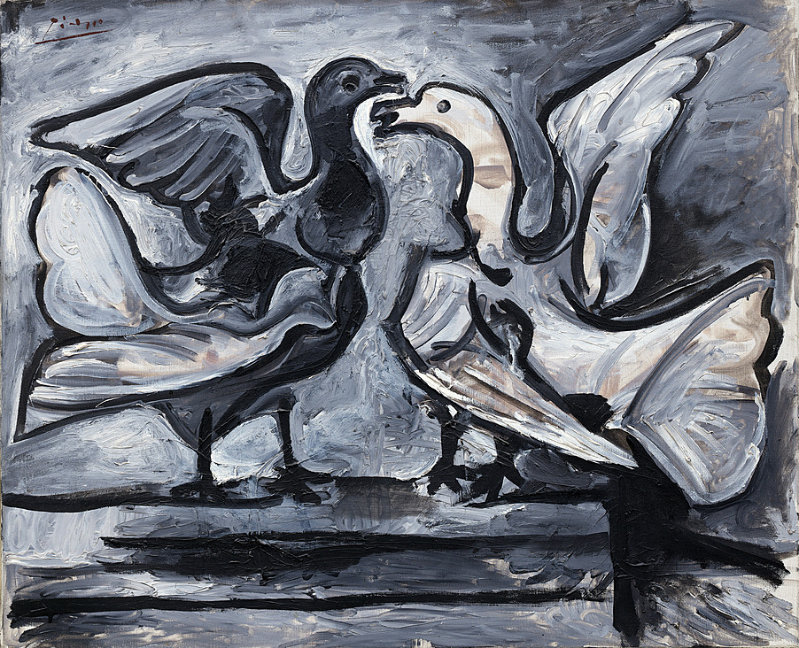 Picasso 1960 Two Doves with Wings Spread